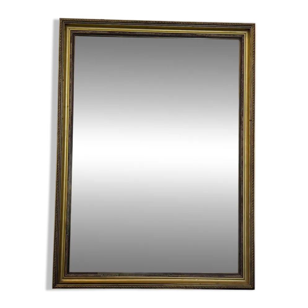 Ancien miroir mural rectangulaire cadre en bois doré vintage