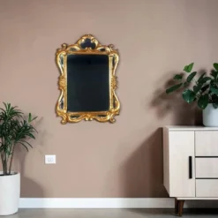 Ancien miroir à parcloses bois sculpté dorure à la feuille 53x37 cm SD207