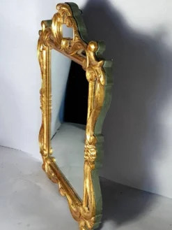 Ancien miroir à parcloses bois sculpté dorure à la feuille 53x37 cm SD207