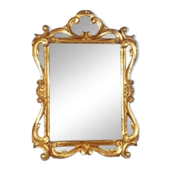 Ancien miroir à parcloses bois sculpté dorure à la feuille 53x37 cm SD207