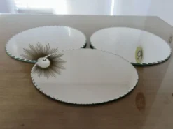 Ancien miroir rond, biseauté, à poser, art déco, années 40 50