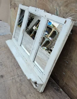 Ancien miroir - étagère triptyque en teck birman