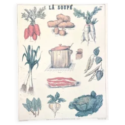 🥕 Ancienne affiche scolaire Deyrolle originale, 542, 1950 - La soupe, les