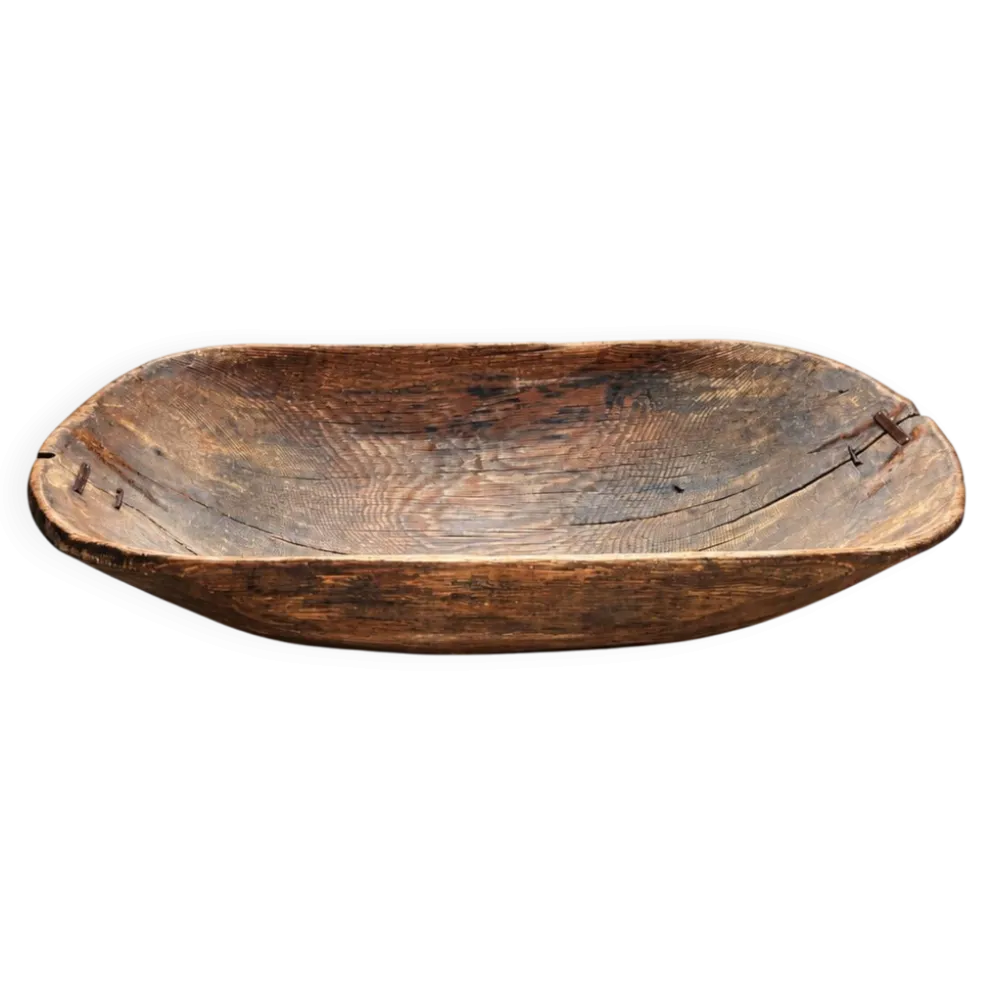 Ancienne auge à pétrir monoxyle en bois – art populaire