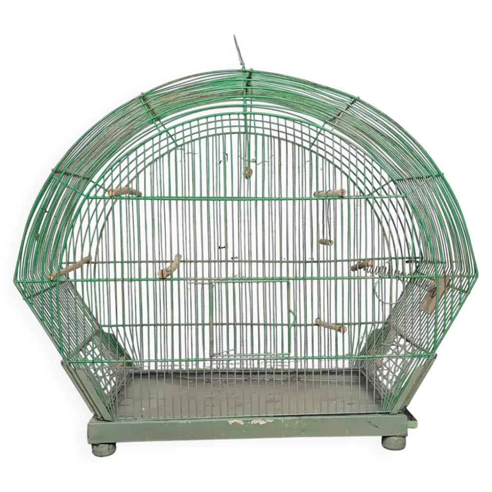 Ancienne Cage à Oiseau Verte