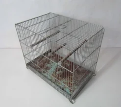 Ancienne cage à oiseau vert mint métal vintage