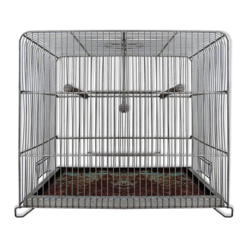 Ancienne cage à oiseau vert mint métal vintage