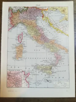 Ancienne carte de l'Italie de 1928