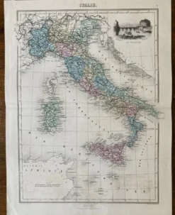 Ancienne carte de l'Italie, fin XIXe