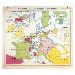 Ancienne carte Hatier Trotignon 220-21, 1950 Europe 16e 17e Renaissance