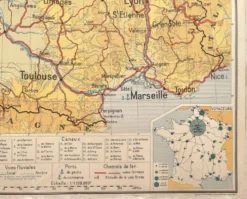 Ancienne carte scolaire Hachette 5, 1940 - France voies ferrées (trains)