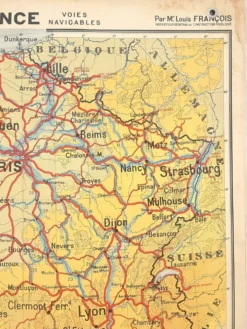 Ancienne carte scolaire Hachette 5, 1940 - France voies ferrées (trains)