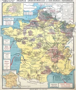 Ancienne carte scolaire Hatier Brunhes 32, 1940 - France minérale