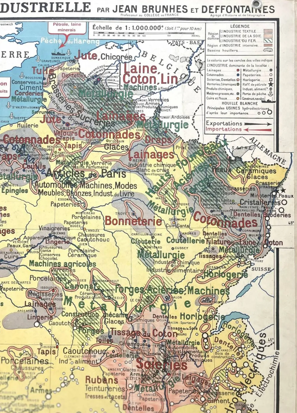 Ancienne carte scolaire Hatier Brunhes 32, 1940 - France minérale
