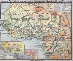 Ancienne carte scolaire Hatier 51, 1930, Afrique occidentale équatoriale