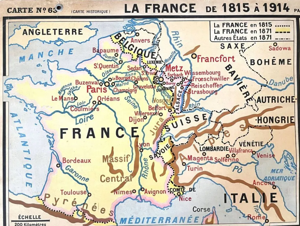 Ancienne carte scolaire Hatier Briard 63, 1950 - France 1815 à 1914 (Rép