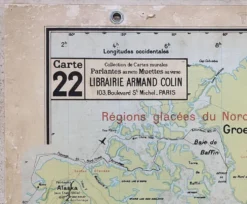 Ancienne carte scolaire Vidal-Lablache 22, 1958 - Planisphère, colonies