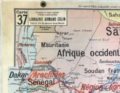 Ancienne carte scolaire Vidal-Lablache 37, T36, 1930 Afrique occidentale