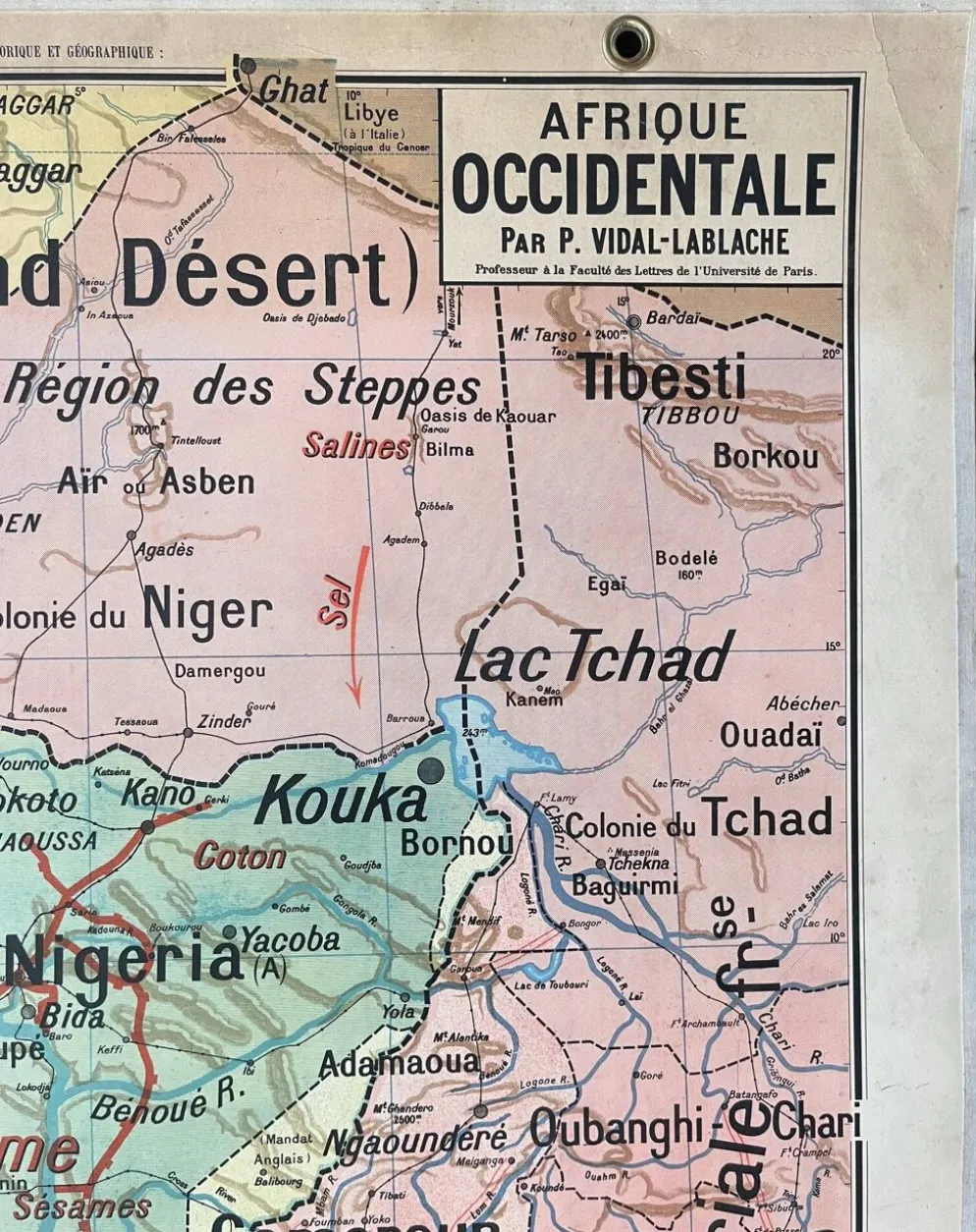 Ancienne carte scolaire Vidal-Lablache 37, T36, 1930 Afrique occidentale