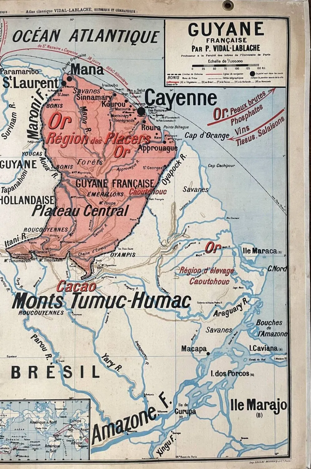 Ancienne carte scolaire Vidal-Lablache 37, T36, 1930 Afrique occidentale