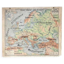 Ancienne carte scolaire Vidal-Lablache Mézières 12, T33, 1910 Europe relief