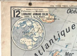 Ancienne carte scolaire Vidal-Lablache Mézières 12, T33, 1910 Europe relief