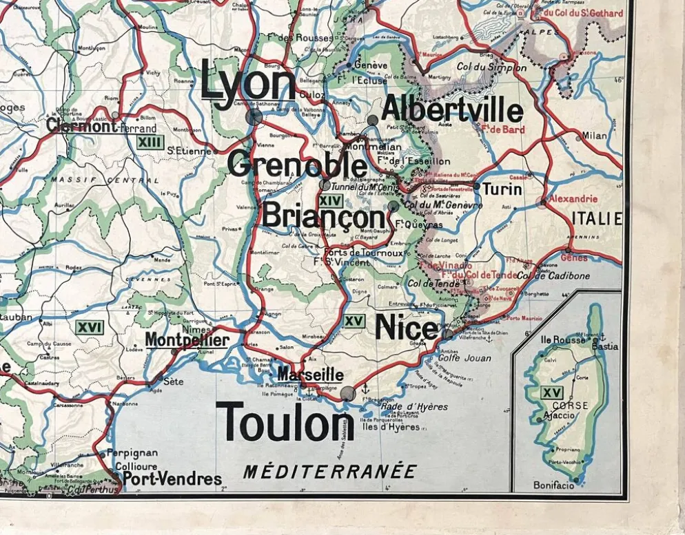 Ancienne carte scolaire Vidal-Lablache 10, T26, 1930 - Divisions militaires