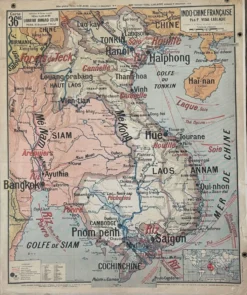 Ancienne carte scolaire Vidal-Lablache 36, 1914, T14 – Indochine française