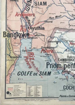 Ancienne carte scolaire Vidal-Lablache 36, 1914, T14 – Indochine française