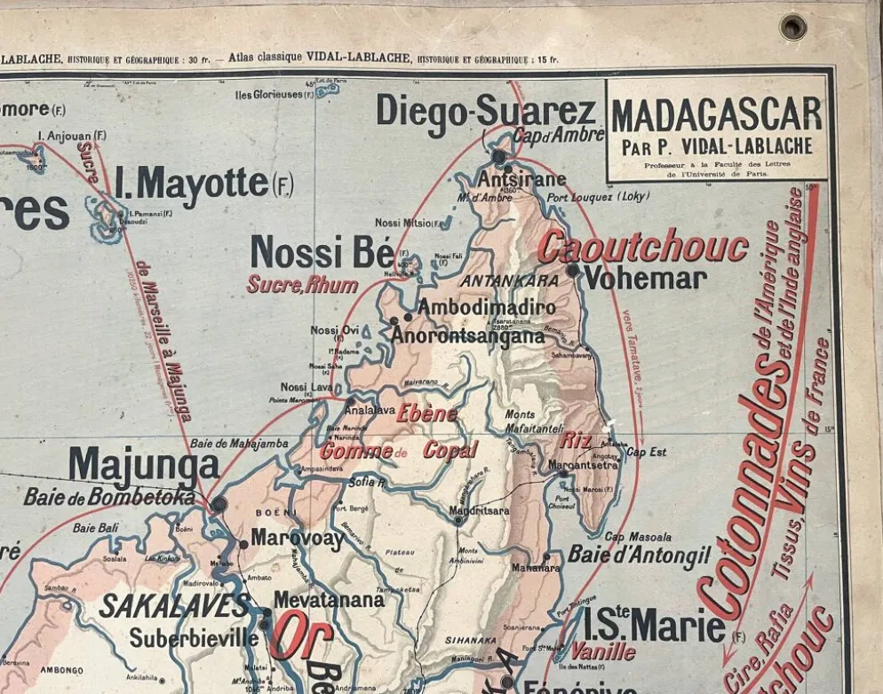 Ancienne carte scolaire Vidal-Lablache 36, 1914, T14 – Indochine française
