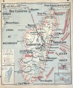 Ancienne carte scolaire Vidal-Lablache 36, 1914, T14 – Indochine française