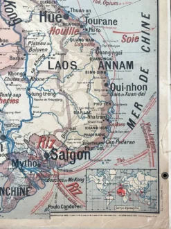 Ancienne carte scolaire Vidal-Lablache 36, 1914, T14 – Indochine française