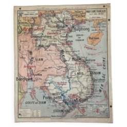 Ancienne carte scolaire Vidal-Lablache 36, 1914, T14 – Indochine française