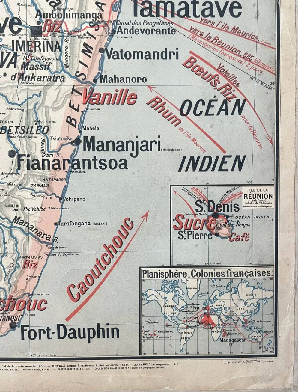 Ancienne carte scolaire Vidal-Lablache 36, 1914, T14 – Indochine française