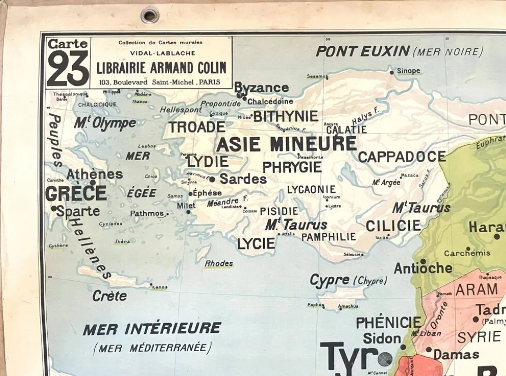 Ancienne carte scolaire Vidal-Lablache 23, 1940, T52 - Orient Palestine