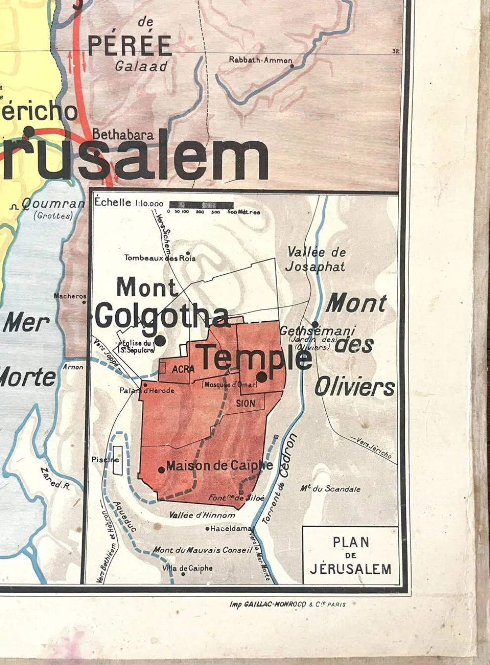 Ancienne carte scolaire Vidal-Lablache 23, 1940, T52 - Orient Palestine