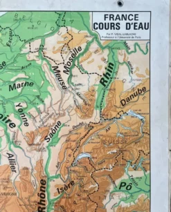 Ancienne carte Vidal-Lablache 301, 1950 - France, départements, fleuves