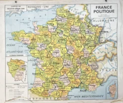 Ancienne carte Vidal-Lablache 301, 1950 - France, départements, fleuves