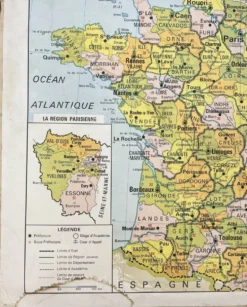 Ancienne carte Vidal-Lablache 301, 1950 - France, départements, fleuves