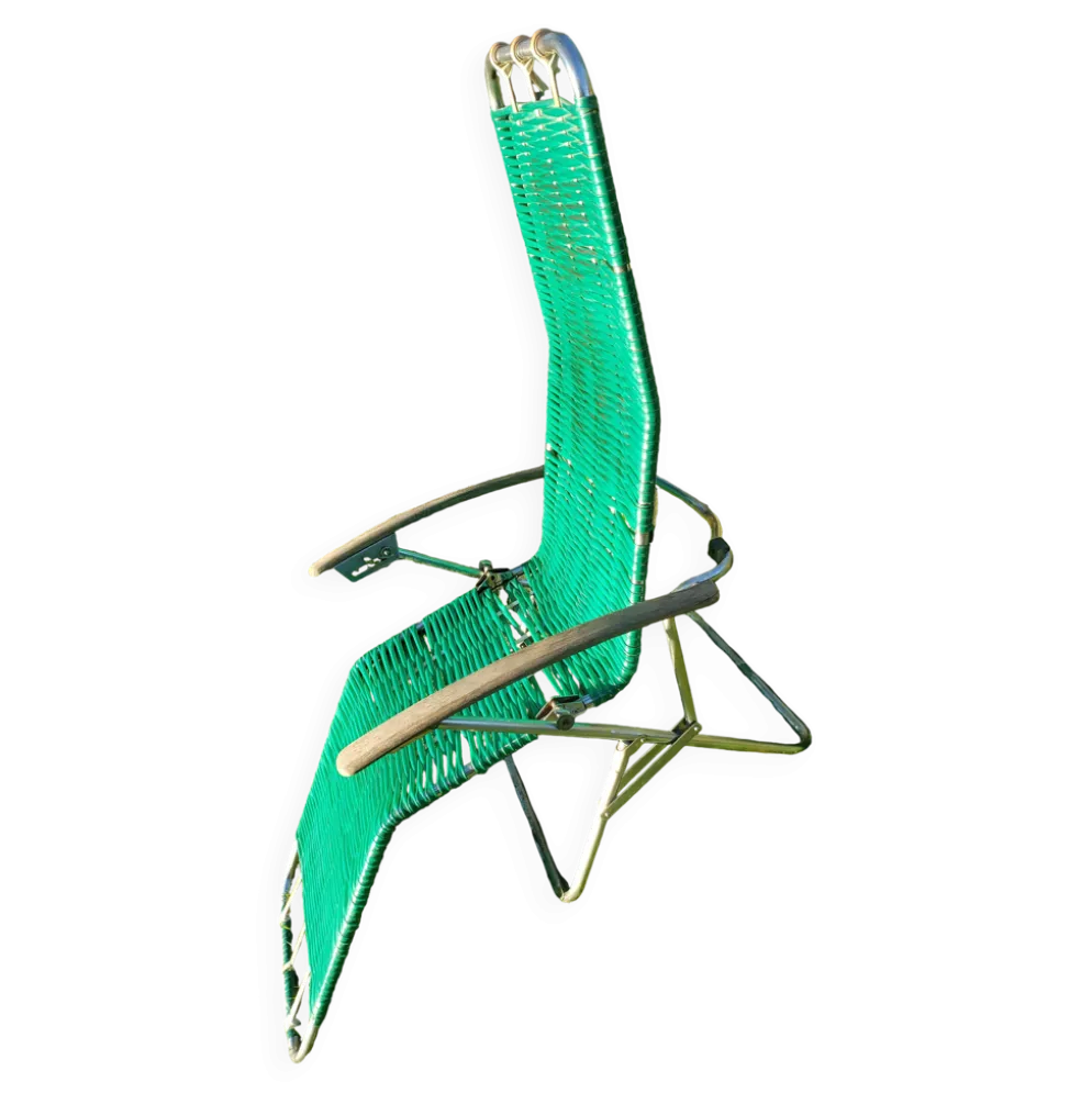 Ancienne chaise longue transat scoubidou