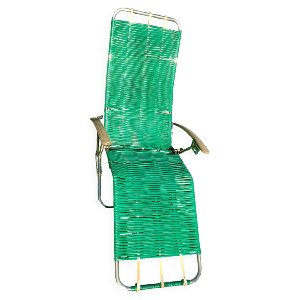 Ancienne chaise longue transat scoubidou