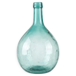 Ancienne dame-jeanne signée v. ayelense - verre turquoise lumineux