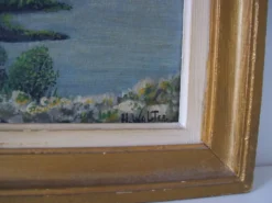 Ancienne huile sur carton d'un paysage marin et côtier signé H.Walter