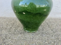 Ancienne jarre à huile en terre cuite vernissée vert, fin XIXème