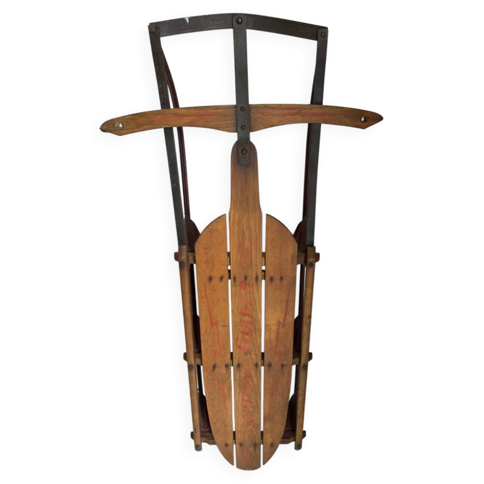 Ancienne luge américaine en bois vintage