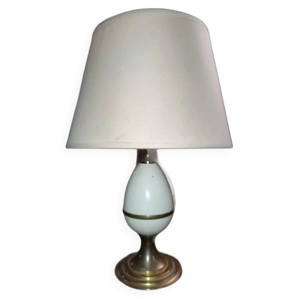 Ancienne petite lampe oeuf métal crème/métal doré goût maison charles annee