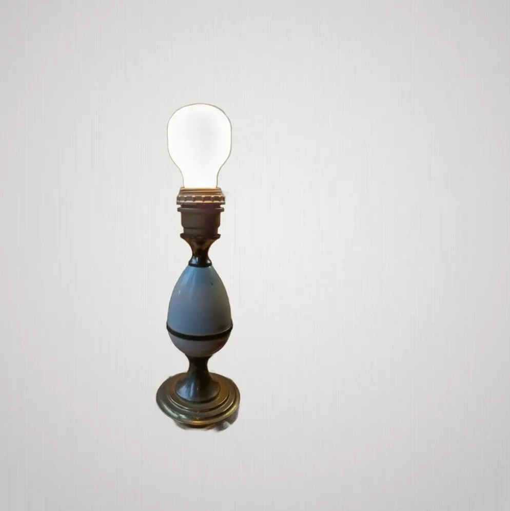 Ancienne petite lampe oeuf métal crème/métal doré goût maison charles annee