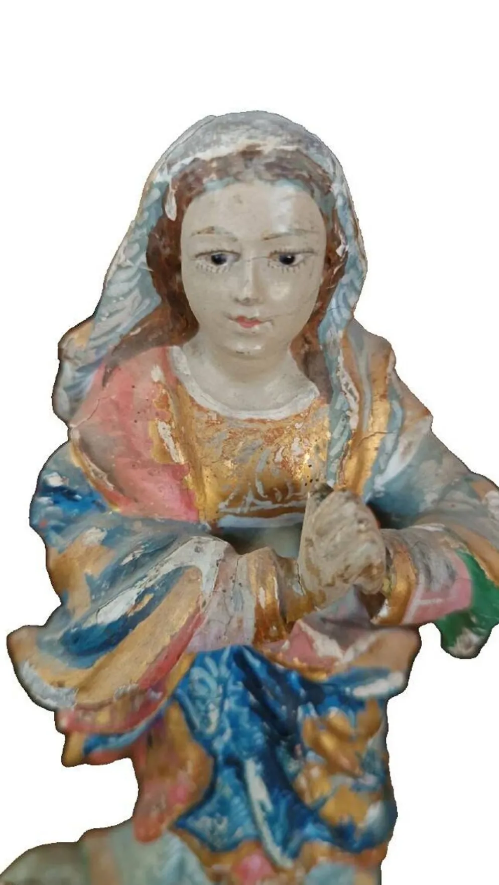 Ancienne petite sculpture en bois, Vierge Immaculée, Amérique du Sud, XIXe siècle
