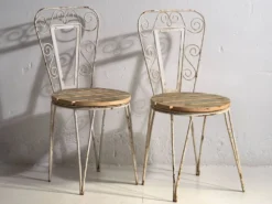 Anciennes chaises d’extérieur blanches (vers 1920). Ensemble de 4 pièces
