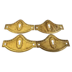 4 anciennes entrée de serrure en bronze/laiton doré meuble Louis XV Na